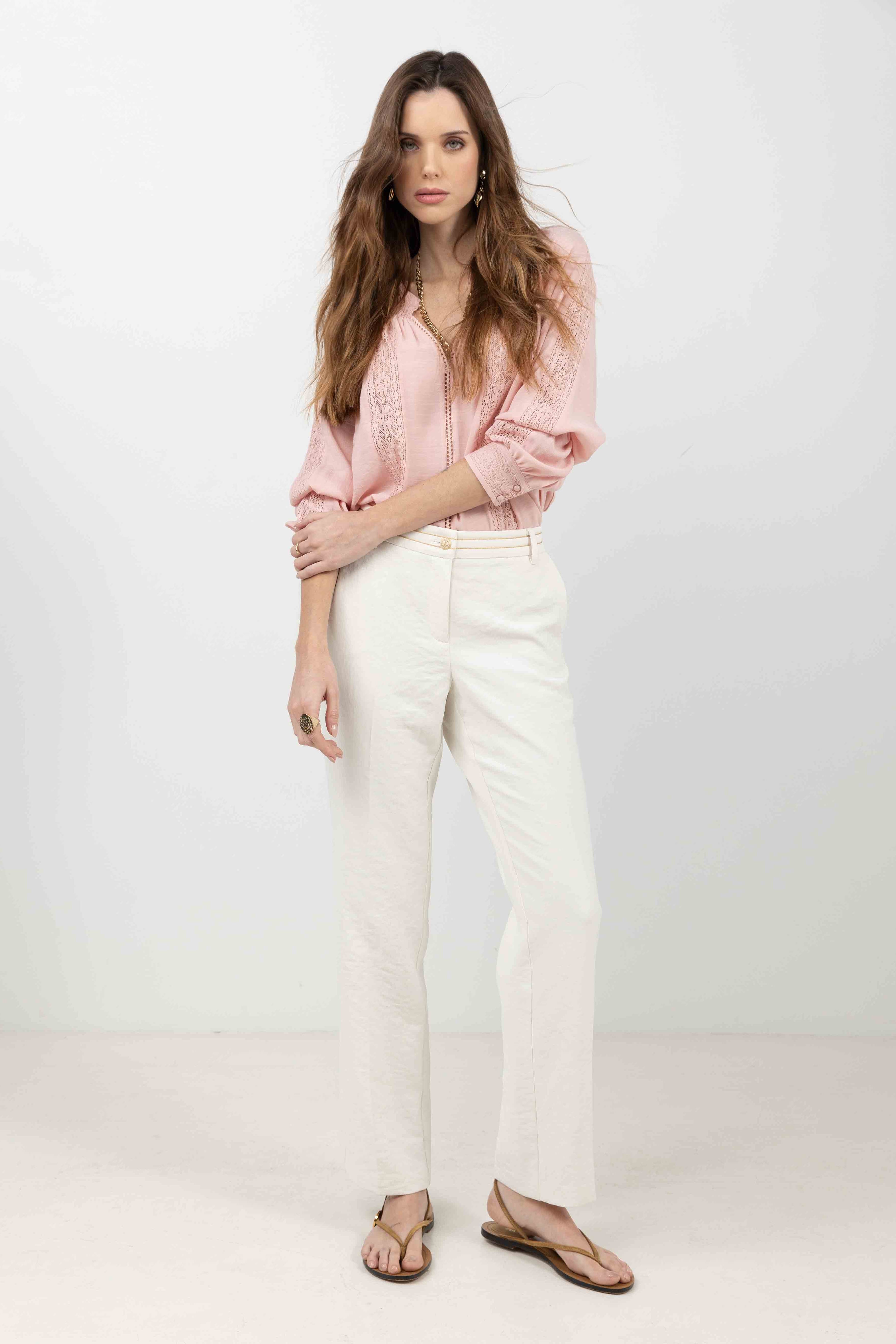 Pantalon écru fluide chic | Elora