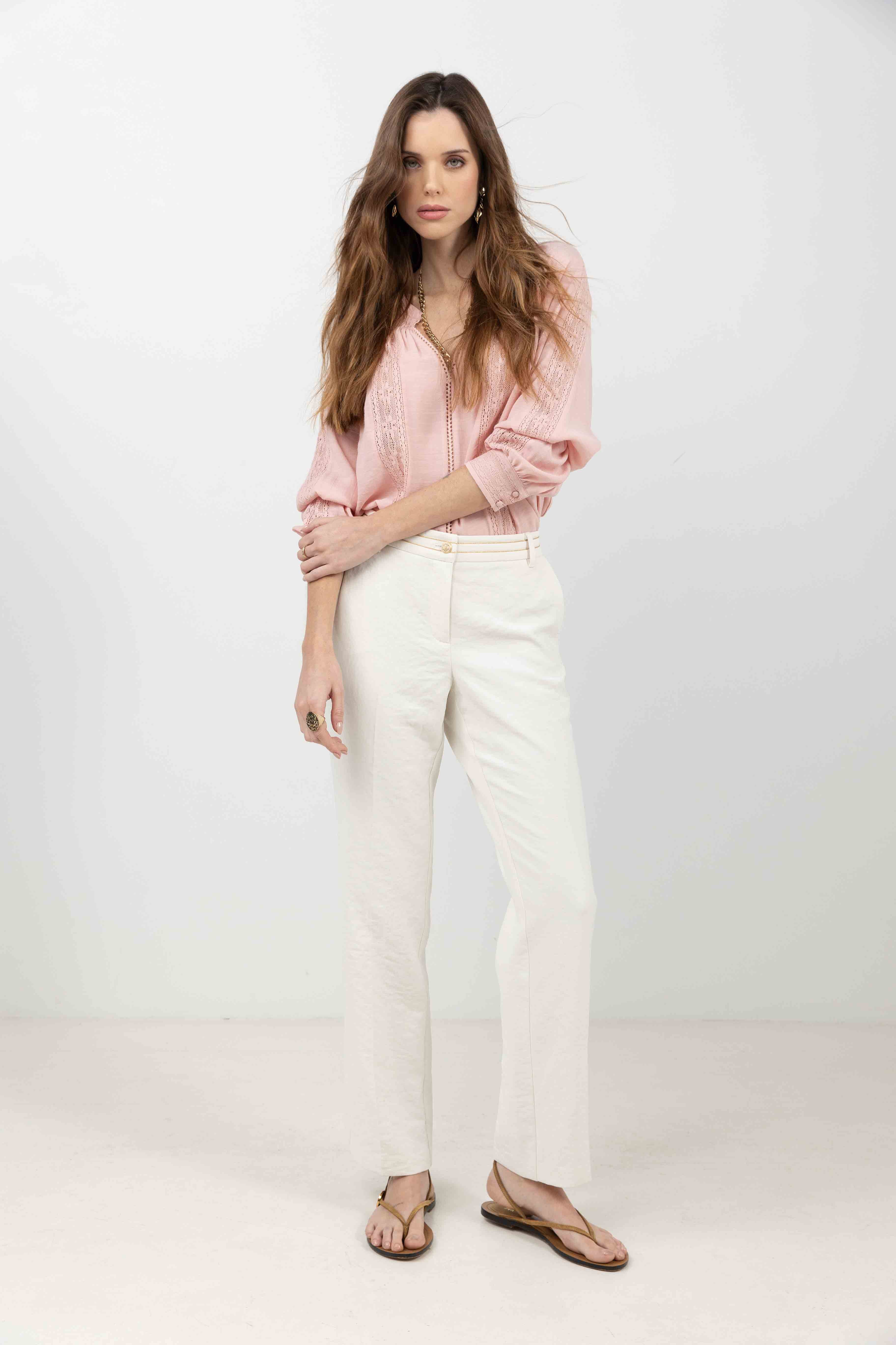 Pantalon écru fluide chic | Elora