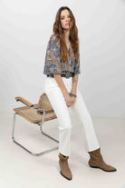 Jean blanc bootcut broderie chic | Elora