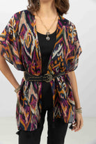 Poncho imprimé ethnique multicolore | Elora