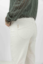 Pantalon écru rayé kaki | Elora