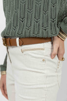 Pantalon écru rayé kaki | Elora