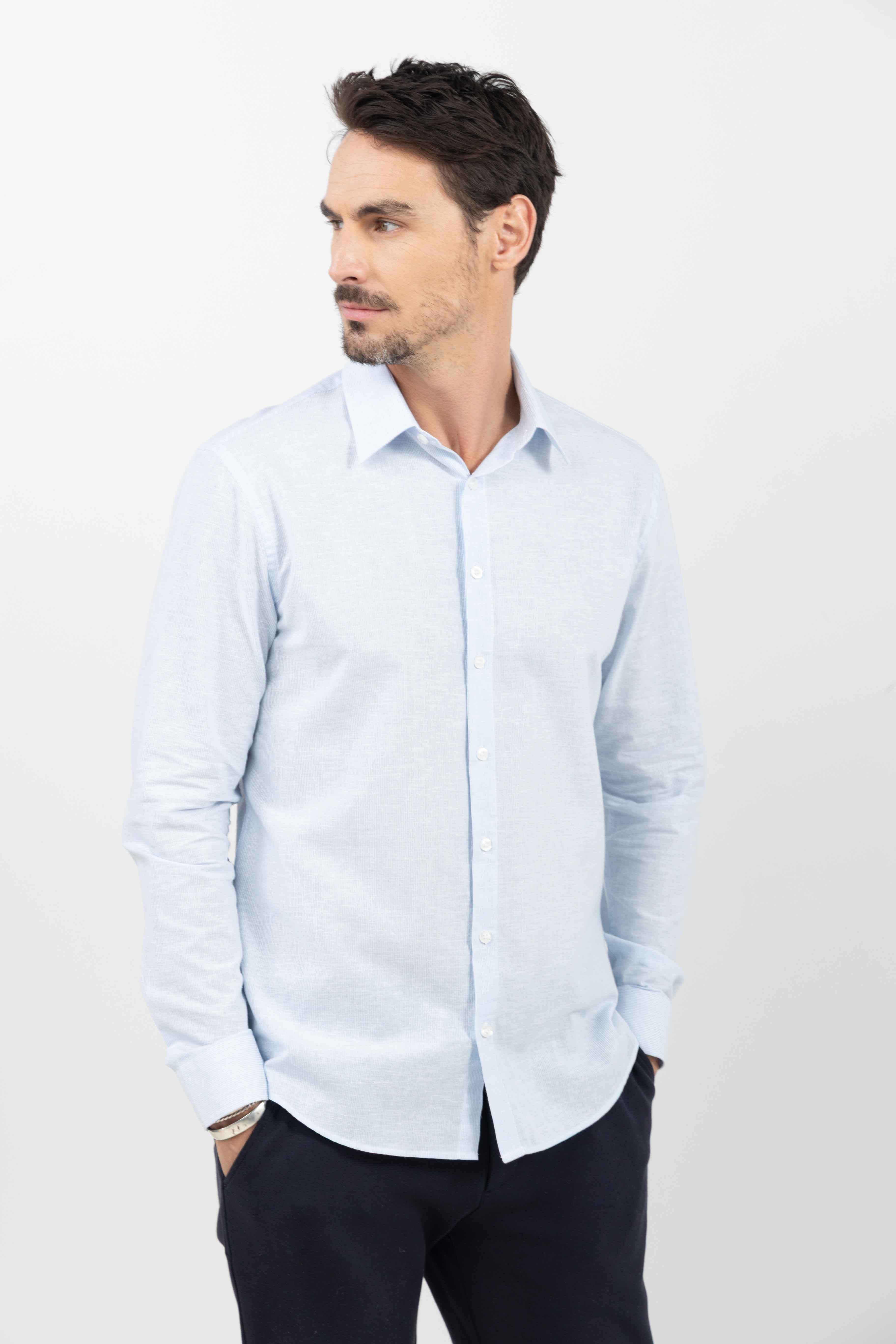 Chemise rayée bleu ciel | Elora