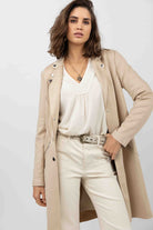Manteau beige suédé rock chic | Elora