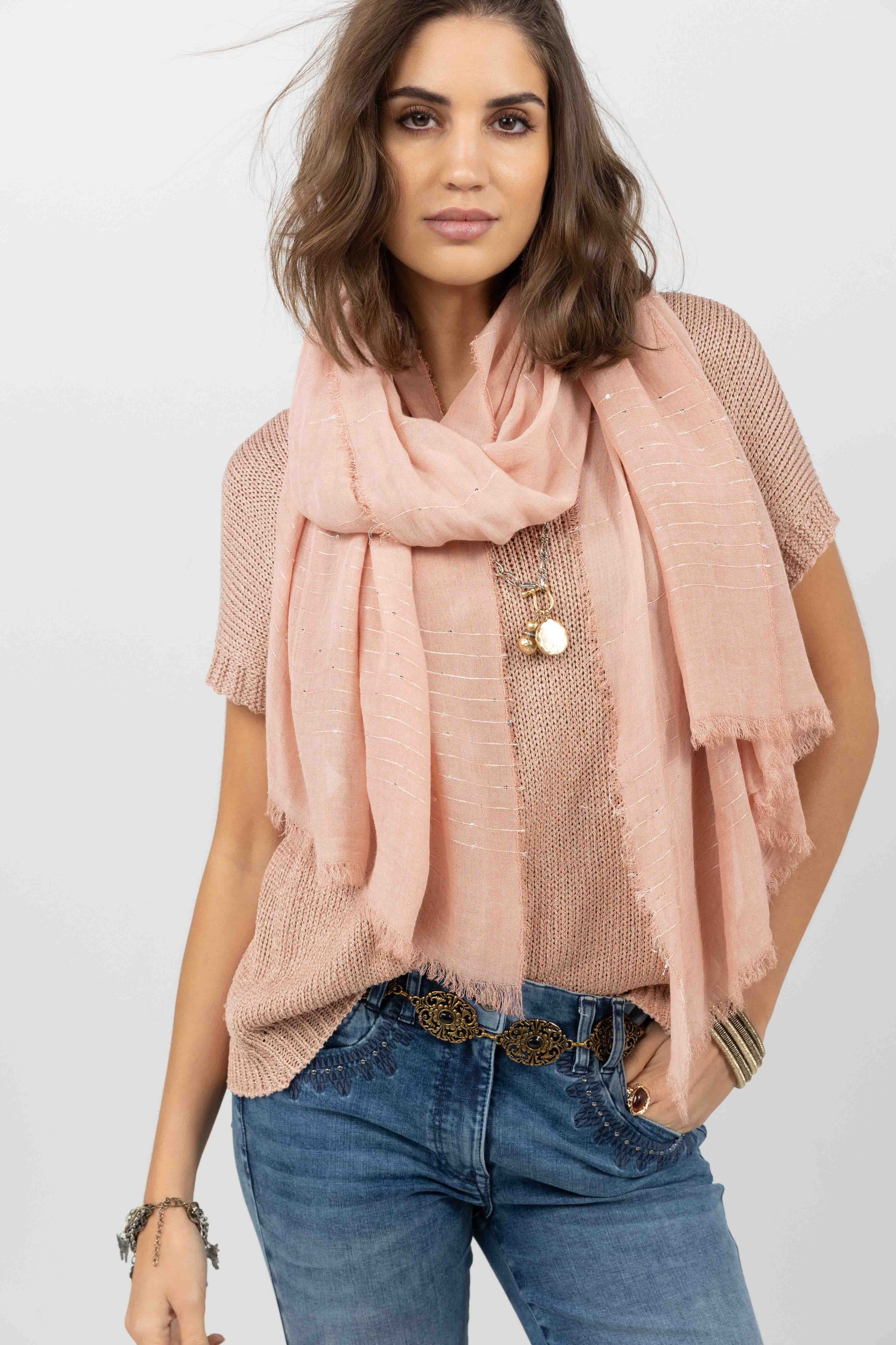 Chèche rose à sequins | Elora