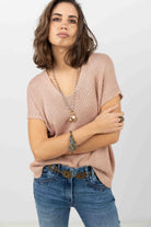 Pull rose ample à maille | Elora