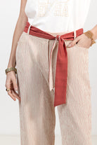 Pantalon palazzo rayé terracotta | Elora