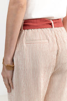 Pantalon palazzo rayé terracotta | Elora