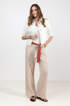 Pantalon palazzo rayé terracotta | Elora