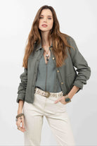 Veste kaki brodée casual chic | Elora