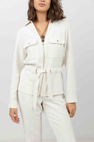 Veste écru chic ceinturée | Elora