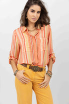 Chemise rayée rose jaune colorée | Elora