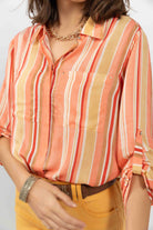 Chemise rayée rose jaune colorée | Elora