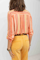 Chemise rayée rose jaune colorée | Elora