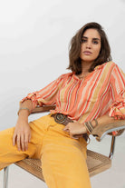 Chemise rayée rose jaune colorée | Elora