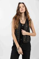 Gilet noir sequins esprit gypsy chic | Elora
