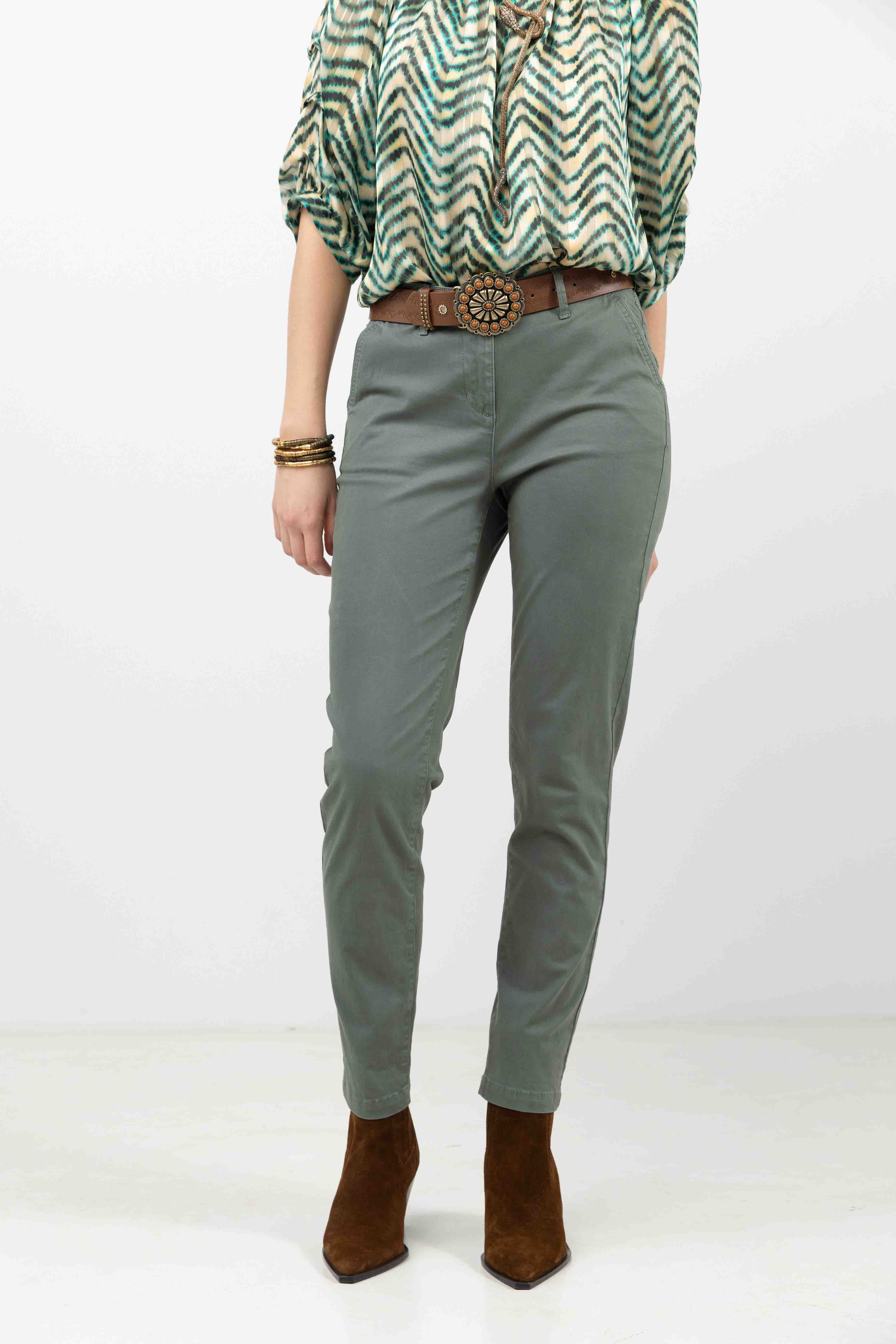 Pantalon chino kaki moderne | Elora