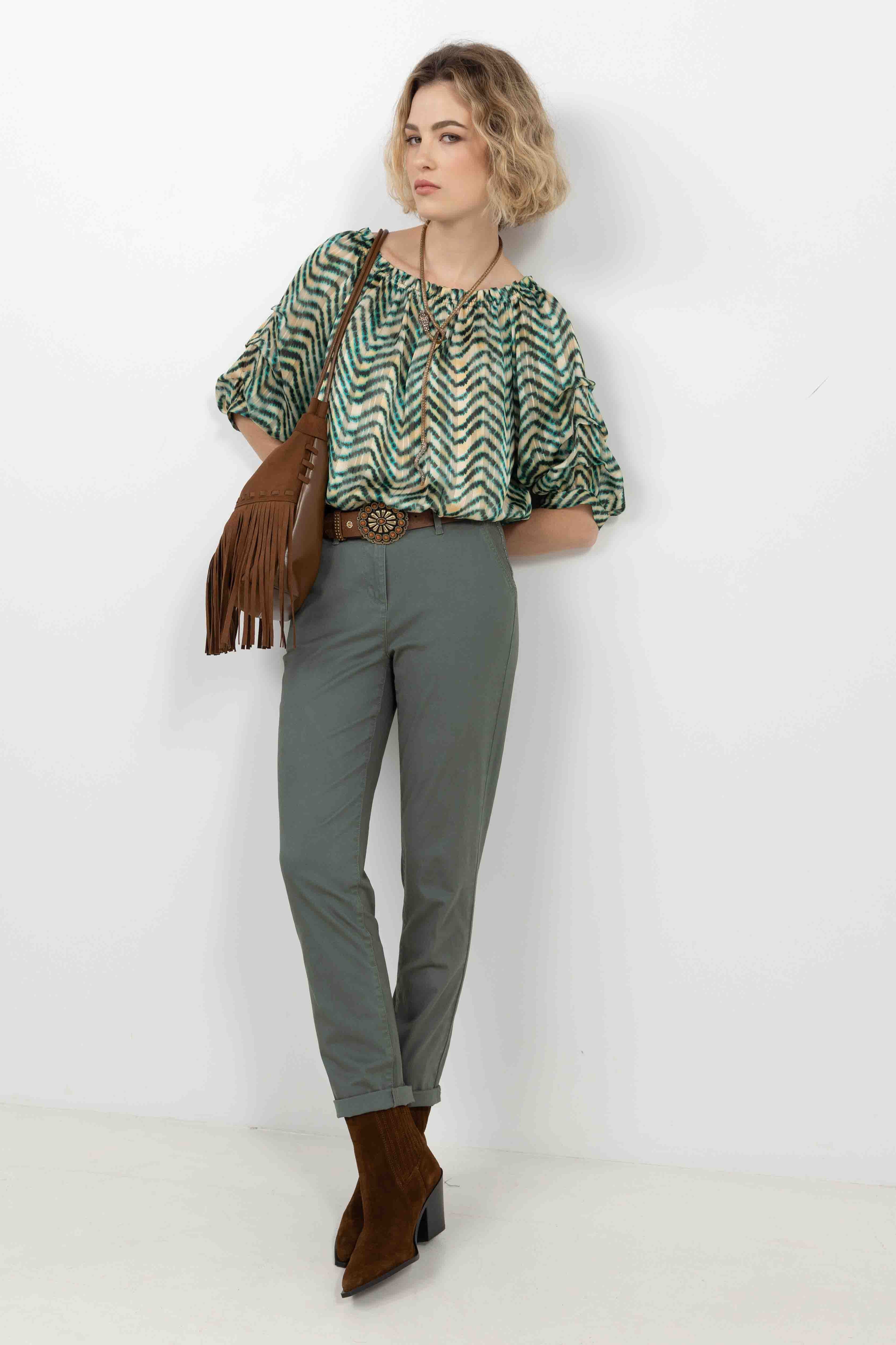 Pantalon chino kaki moderne | Elora