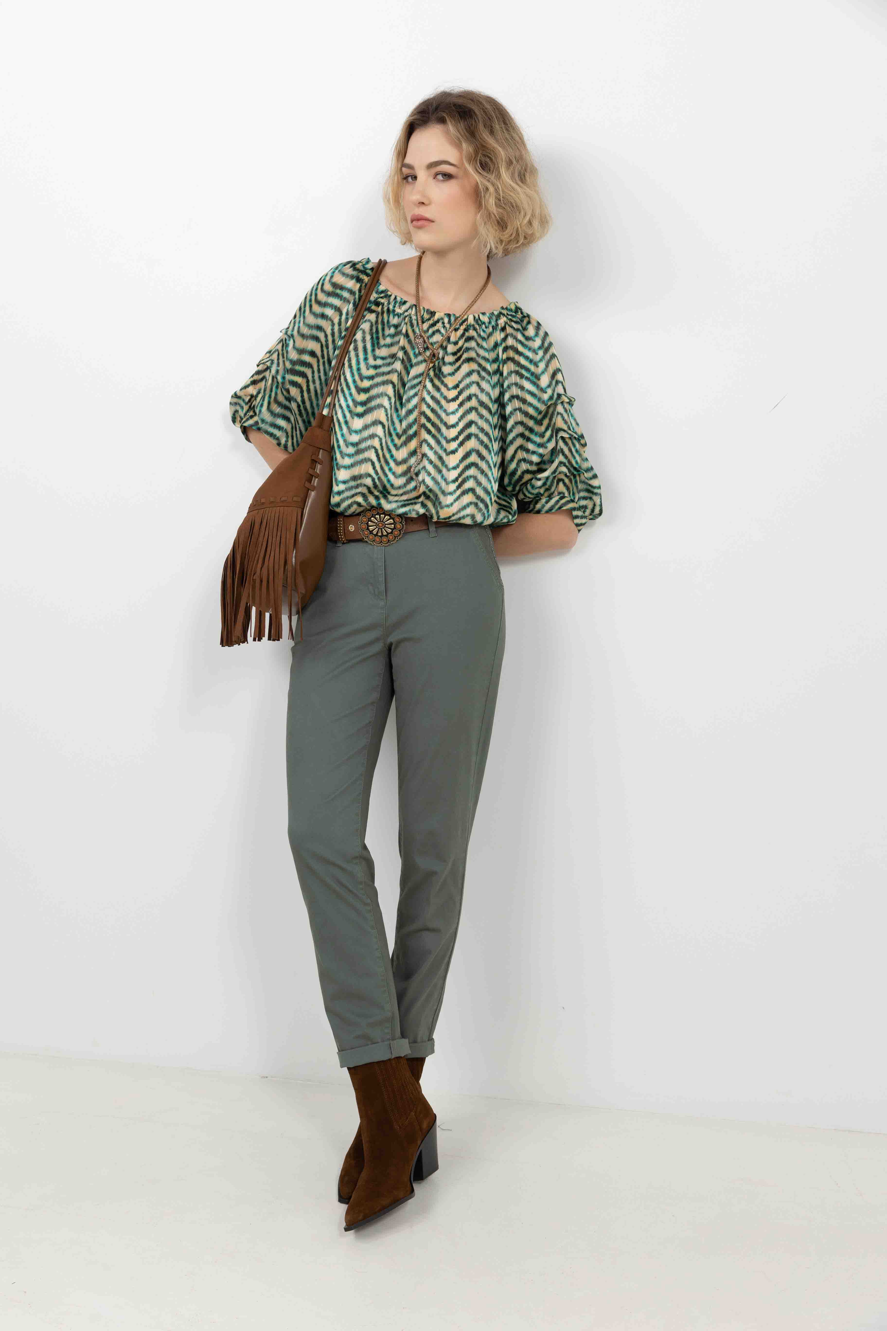 Pantalon chino kaki moderne | Elora