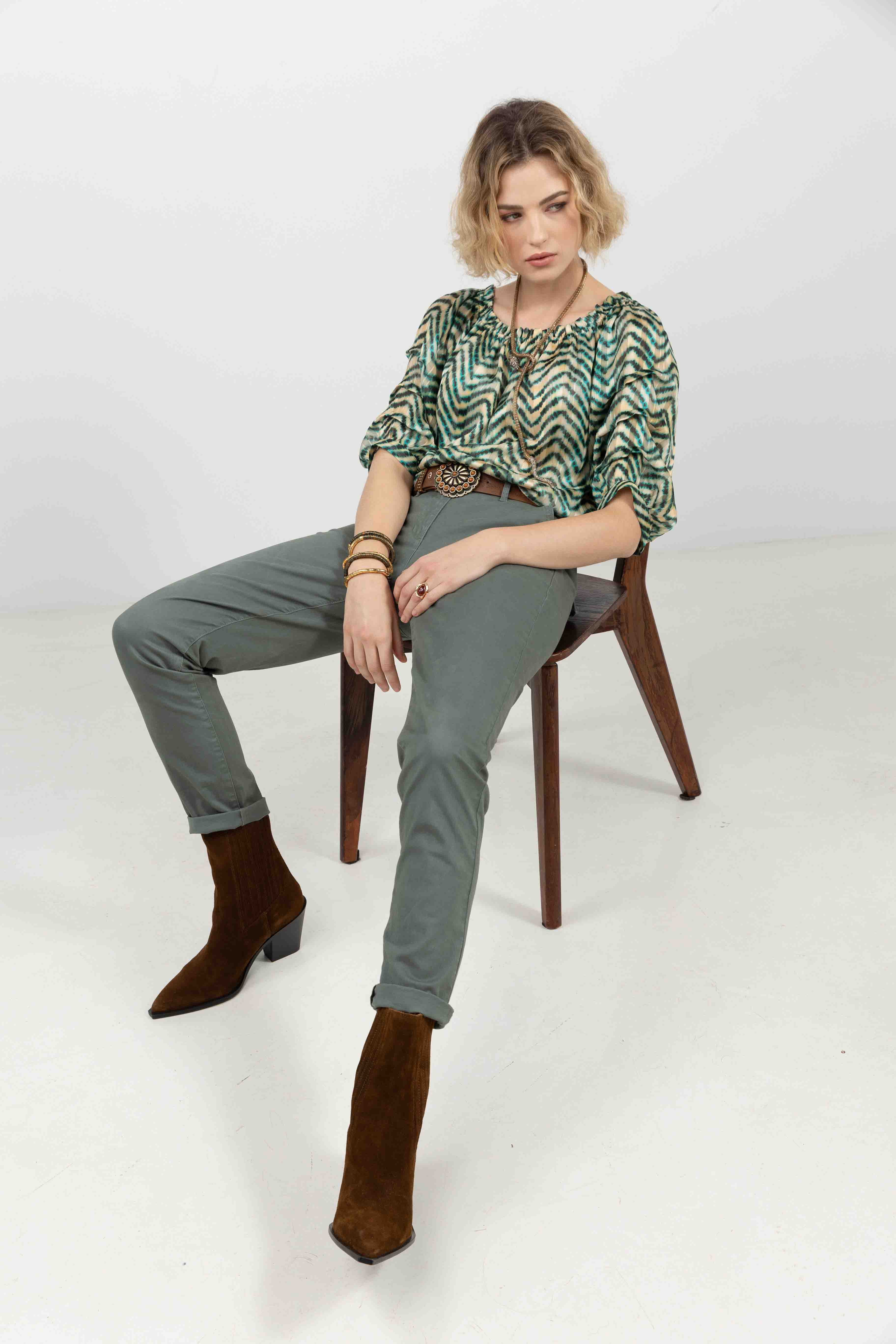 Pantalon chino kaki moderne | Elora