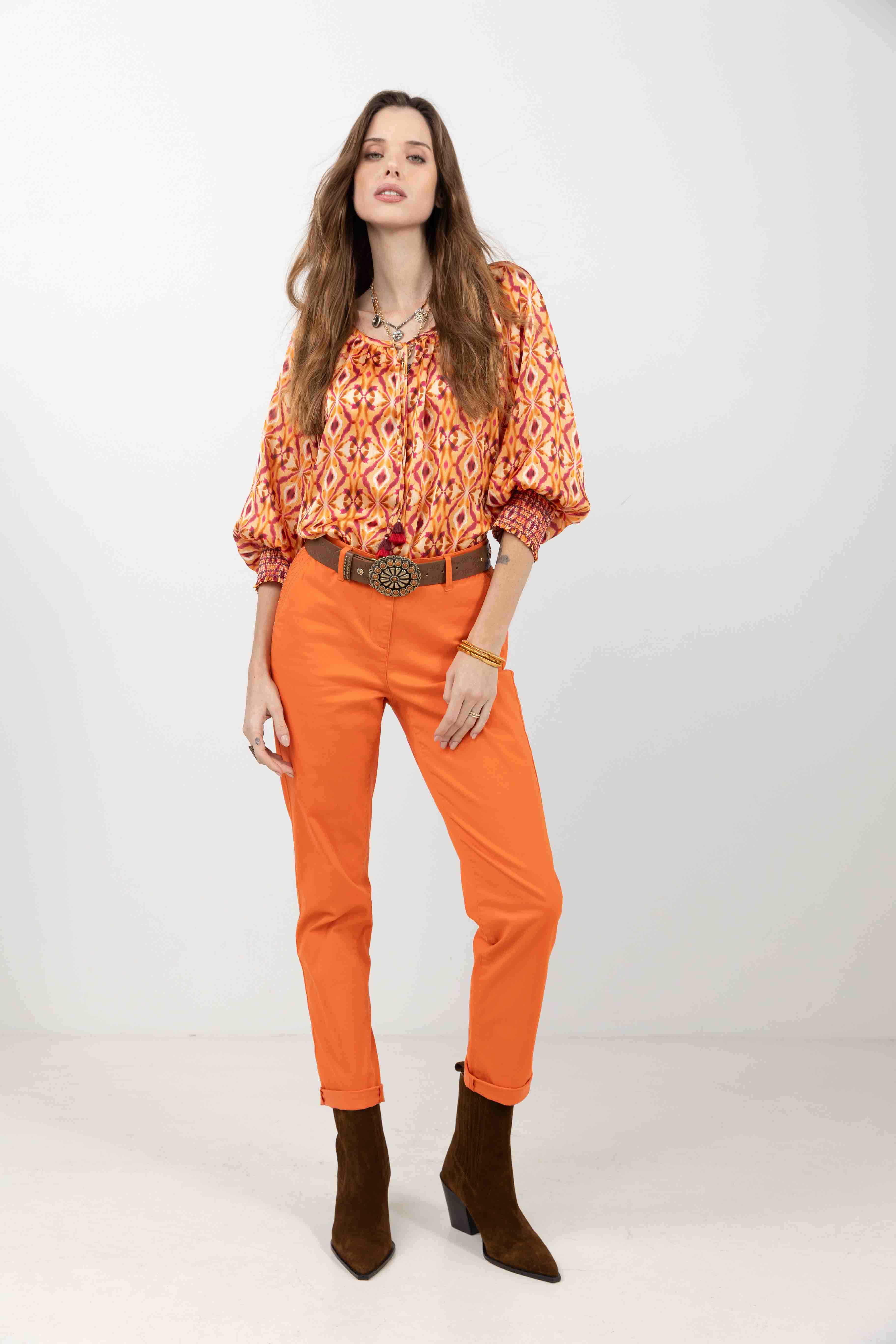 Pantalon chino orange moderne | Elora