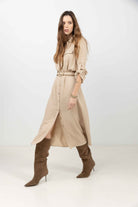 Robe chemise beige longue fluide | Elora