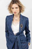 Veste rayée bleu foncé esprit tailleur | Elora