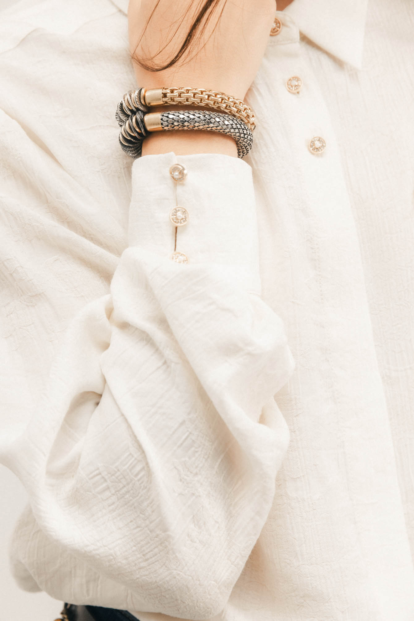 Chemise écrue jacquard satiné | Elora