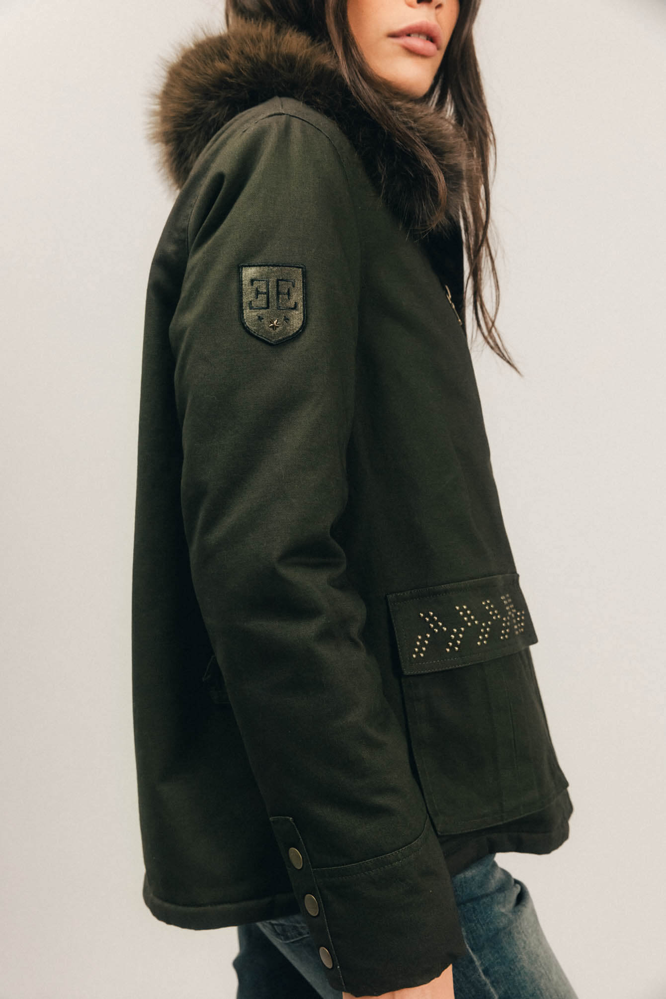 Parka kaki fausse fourrure | Elora