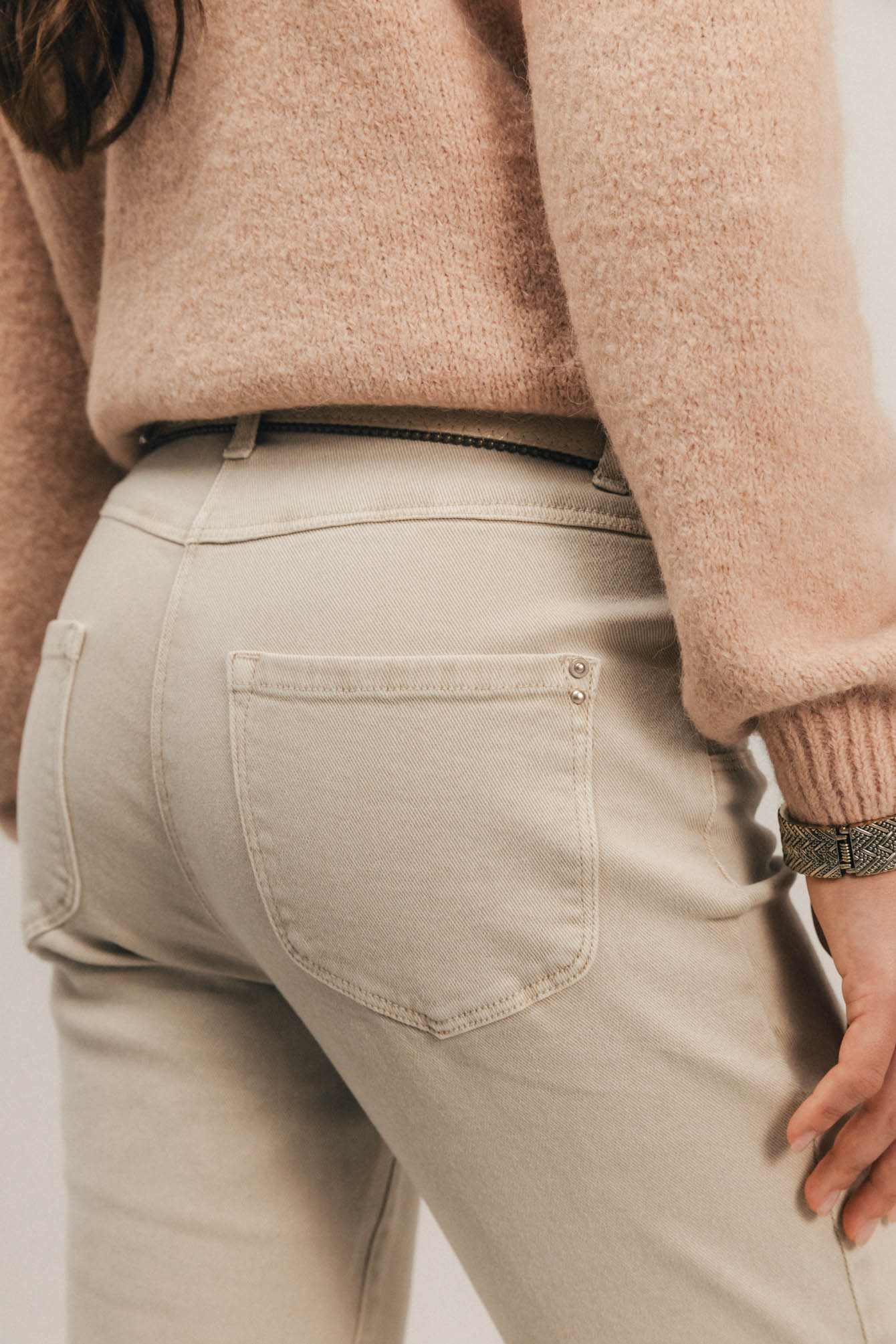 Pantalon beige coupe slim | Elora