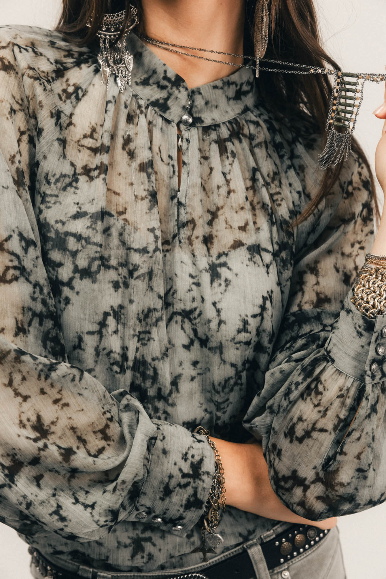Blouse et débardeur imprimé jade | Elora