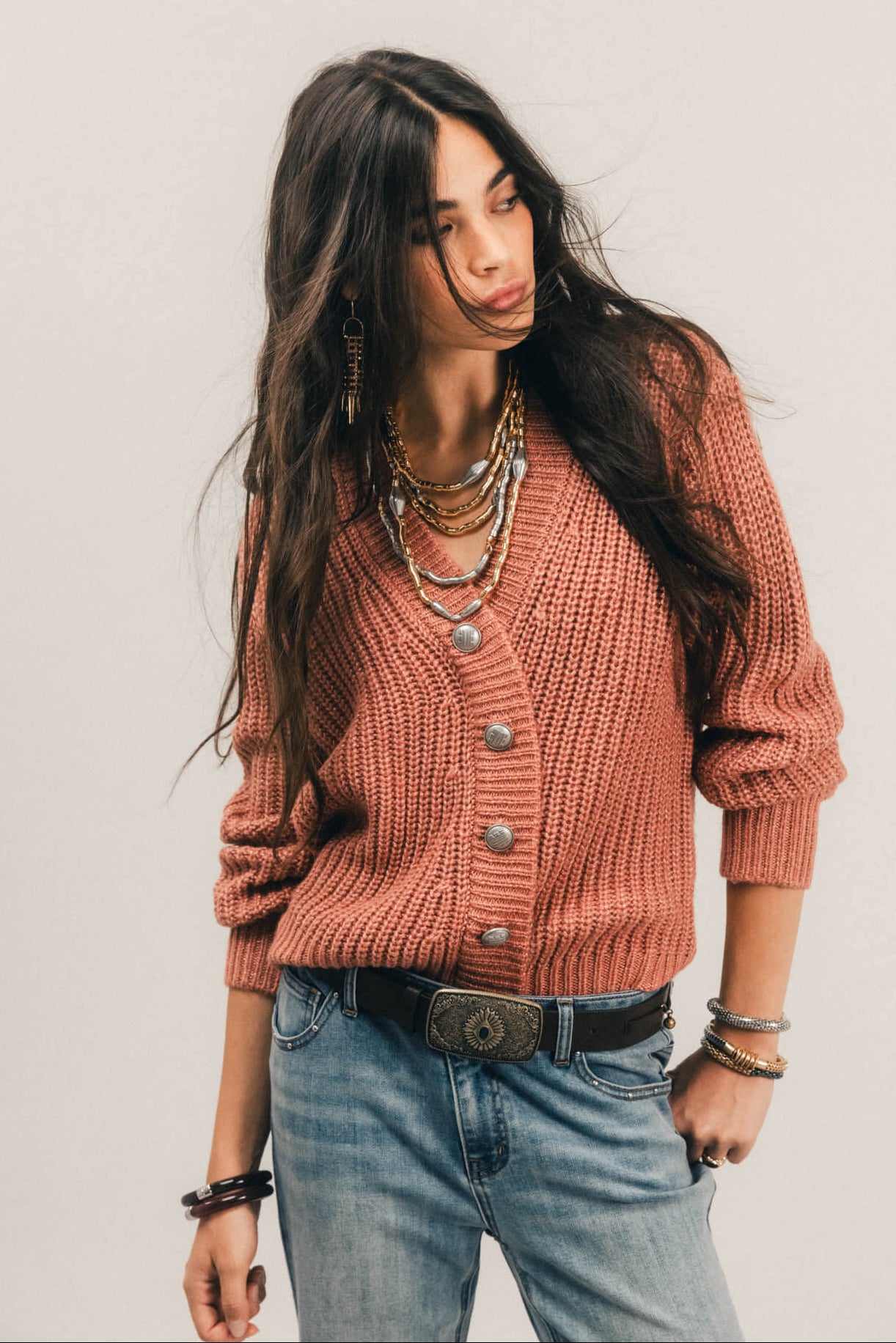 Pull rose indien côtelé lurex | Elora