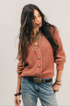 Pull rose indien côtelé lurex | Elora