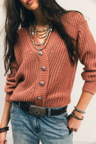 Pull rose indien côtelé lurex | Elora