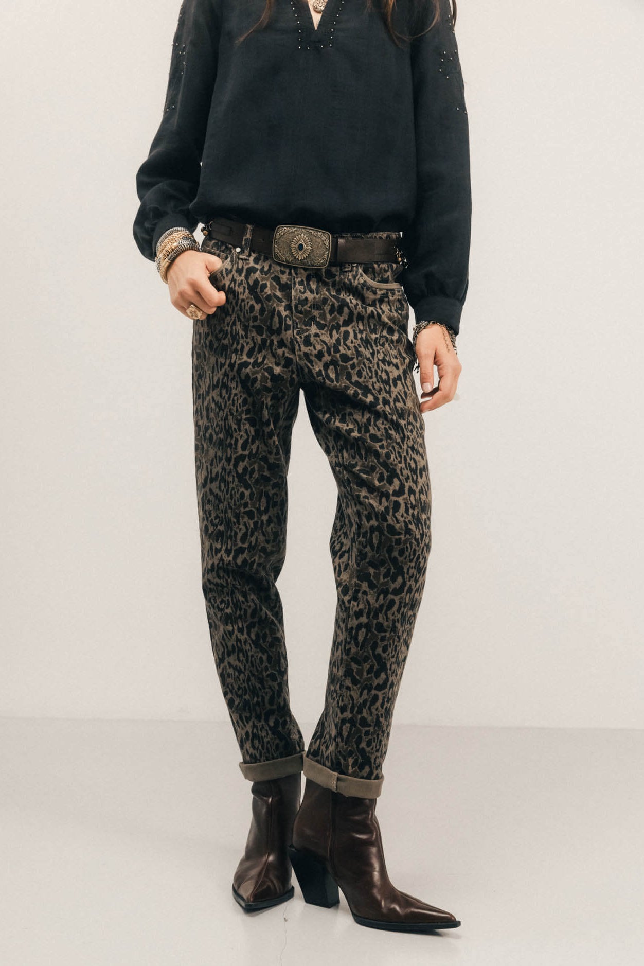 Pantalon imprimé léopard rock bohème | Elora