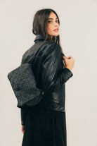Sac denim noir matelassé rock | Elora