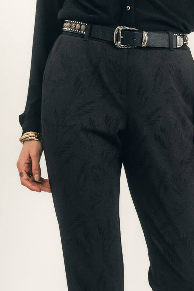 Pantalon cigarette imprimé bi-tons chic | Elora