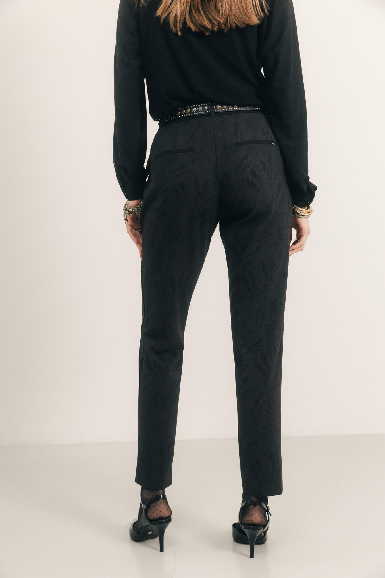 Pantalon cigarette imprimé bi-tons chic | Elora