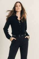 Chemise noire maille minimaliste | Elora