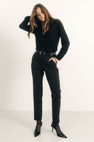 Pantalon cigarette imprimé bi-tons chic | Elora