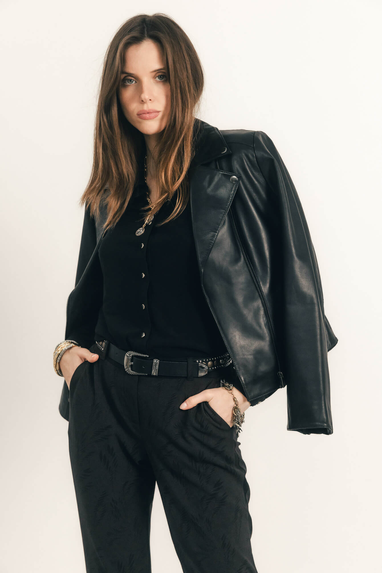 Pantalon cigarette imprimé bi-tons chic | Elora