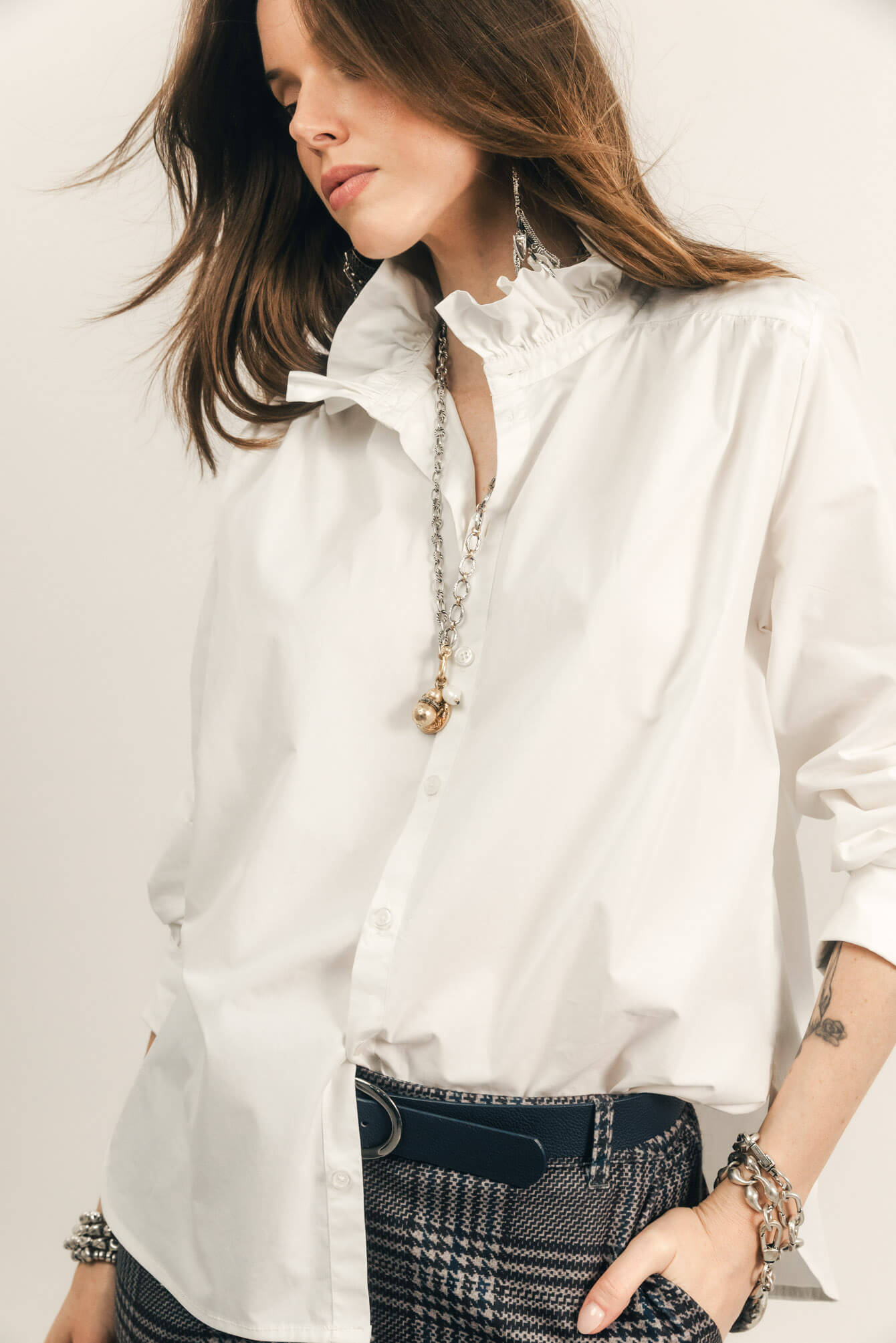 Chemise blanche col volanté | Elora