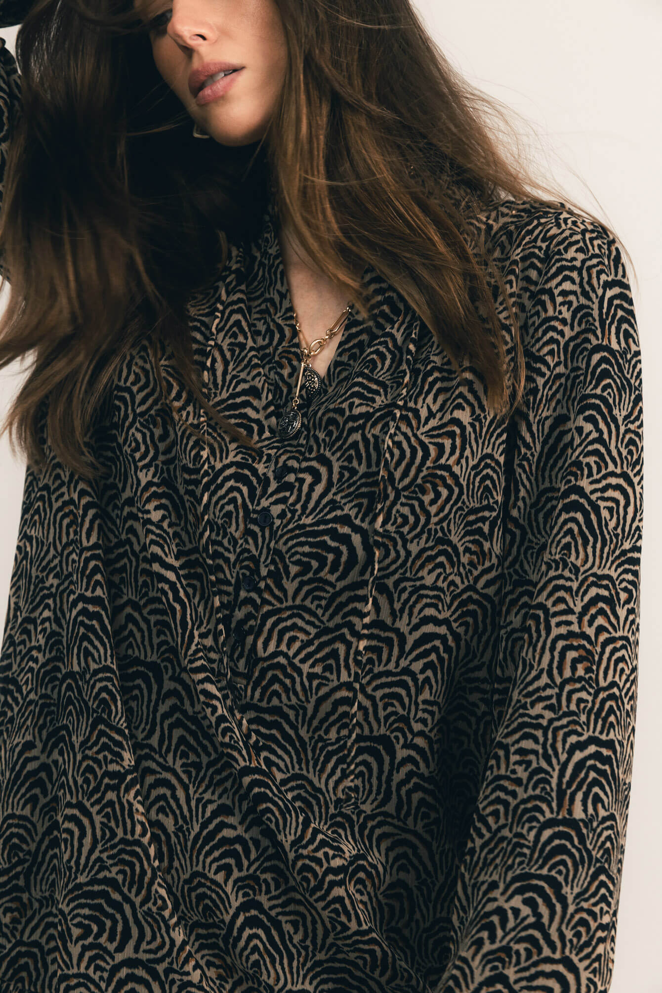 Robe imprimé graphique manches bouffantes | Elora