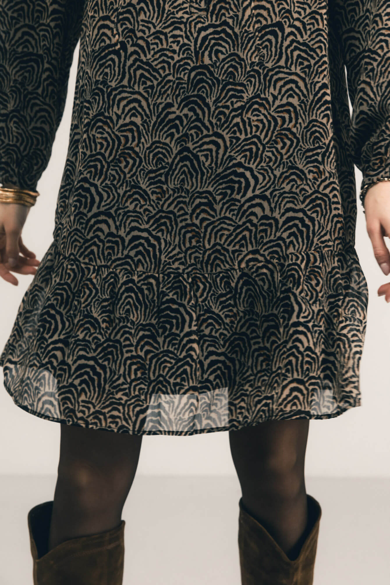Robe imprimé graphique manches bouffantes | Elora