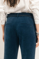 Pantalon velours bleu flare | Elora