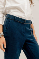 Pantalon velours bleu flare | Elora