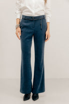 Pantalon velours bleu flare | Elora