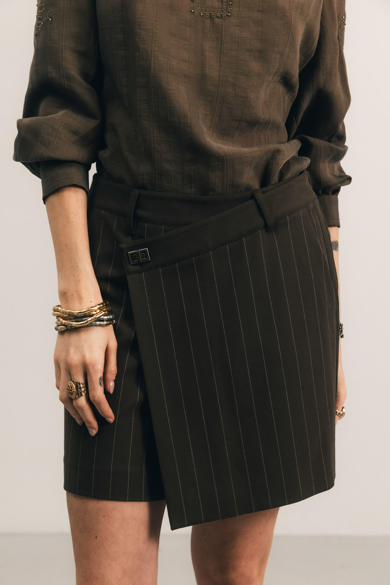 Jupe short rayée bronze | Elora