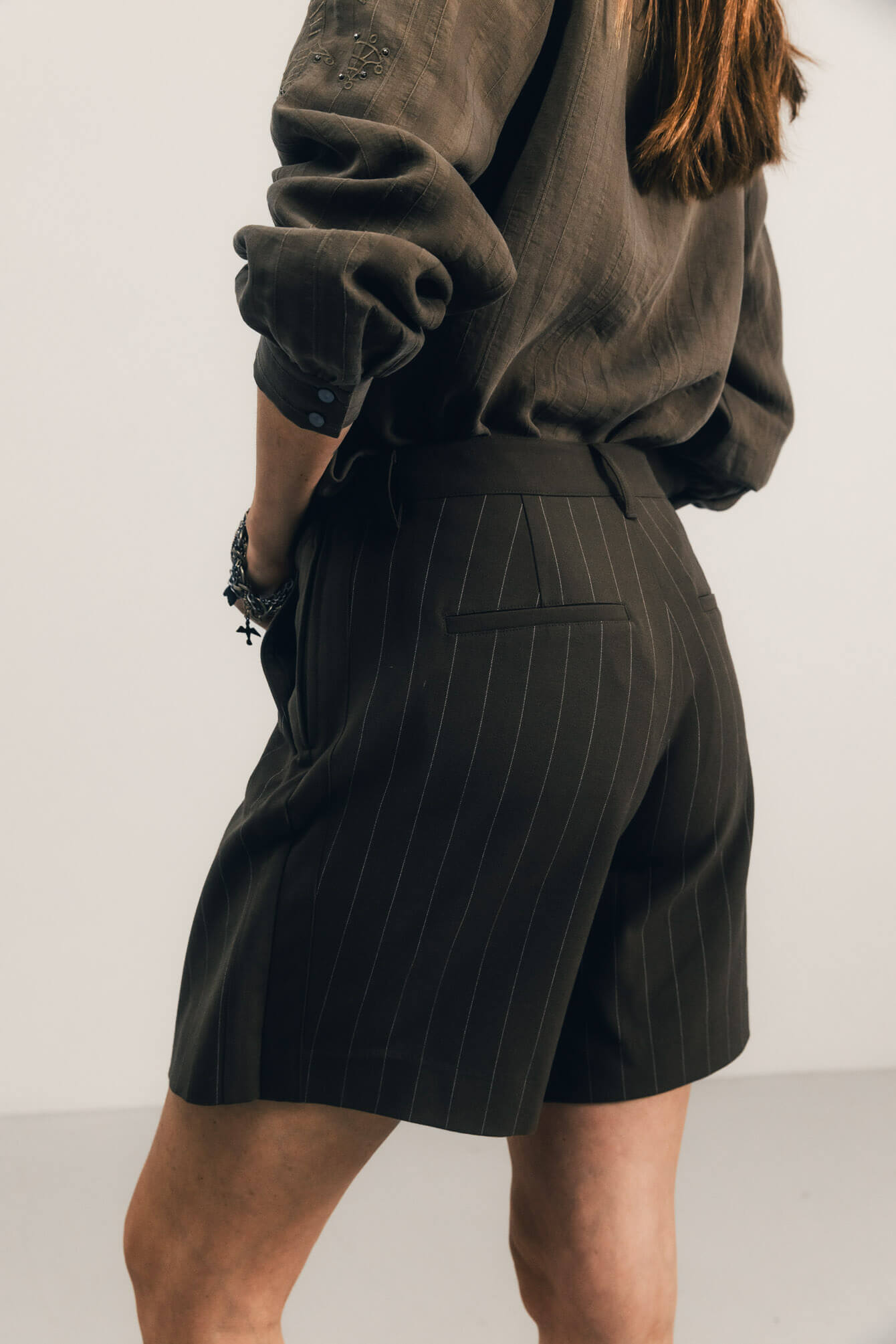 Jupe short rayée bronze | Elora