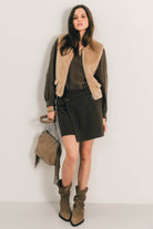 Blouse bronze jacquard brodée perlée | Elora
